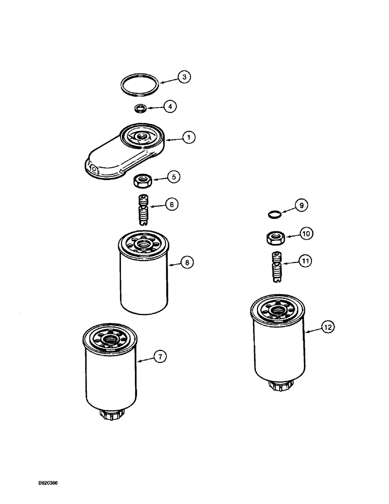 Схема запчастей Case 590 - (3-12) - FUEL FILTER, 4T-390 ENGINE, A174349 ENGINE ASSEMBLY, PRIOR TO ENG. SER. NO. 44511034 (03) - FUEL SYSTEM