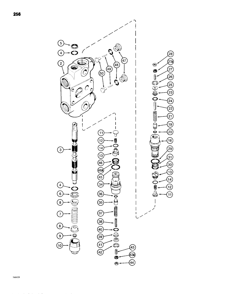 Схема запчастей Case 680H - (256) - BACKHOE CONTROL VALVE, BOOM SECTION (08) - HYDRAULICS