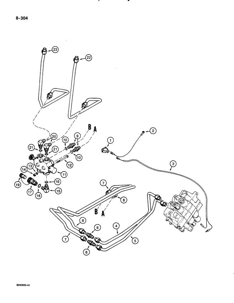 Схема запчастей Case 580K - (08-304) - AUXILIARY REMOTE HYDRAULICS, FOR OPTIONAL HAND HELD ATTACHMENTS (08) - HYDRAULICS