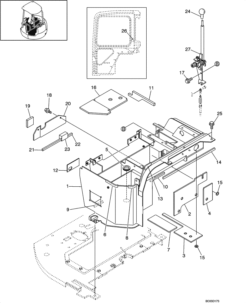 Схема запчастей Case CX31 - (09-29[00]) - STAND CONTROL - CAB (09) - CHASSIS/ATTACHMENTS