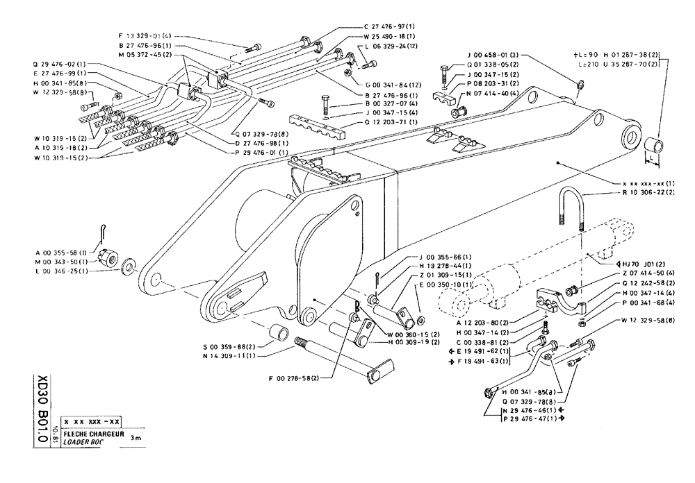 Схема запчастей Case 75C - (XD30 B01.0) - LOADER BOOM - 3 M (09) - BOOMS