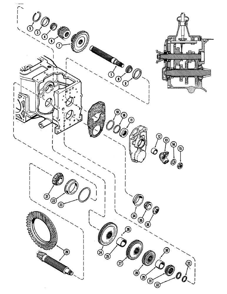 Схема запчастей Case 680CK - (086) - MANUAL TRANSMISSION, MAINSHAFT, COUNTER SHAFT 