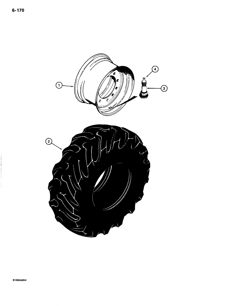 Схема запчастей Case 680K - (6-170) - REAR WHEELS AND TIRES (06) - POWER TRAIN