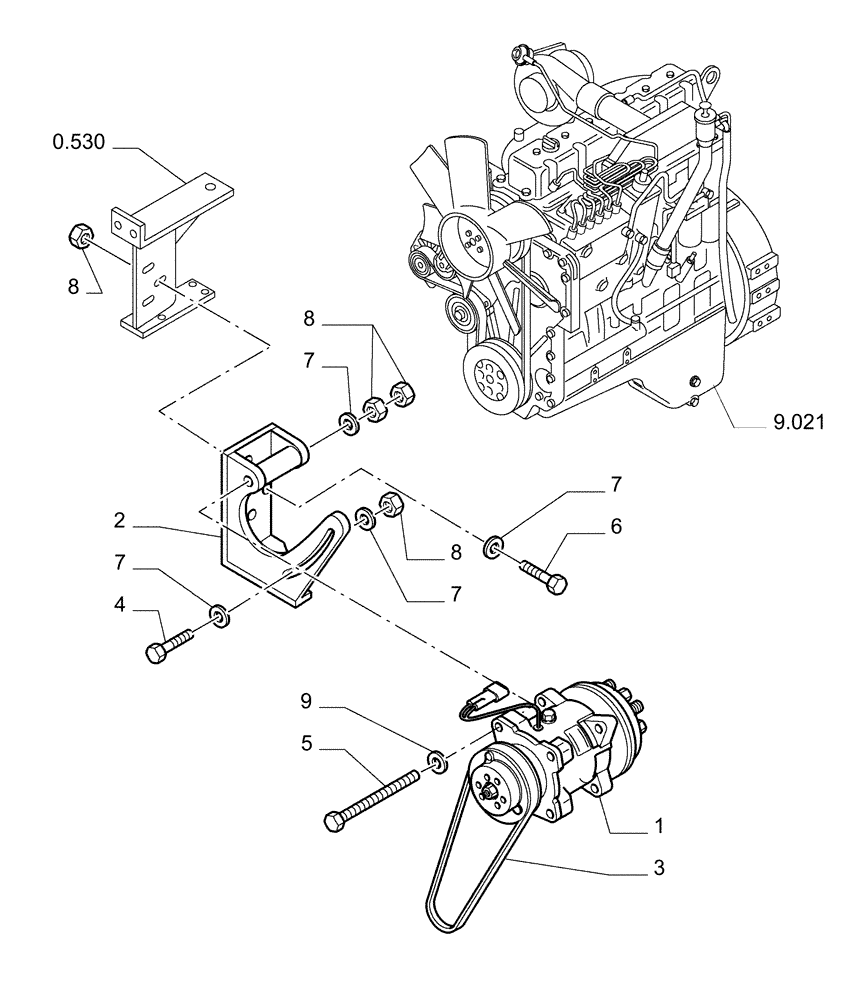 Схема запчастей Case 1850K LT - (9.665[01]) - AIR CONDITIONING - COMPRESSOR - OPTIONAL CODE 76078112 (19) - OPTIONS