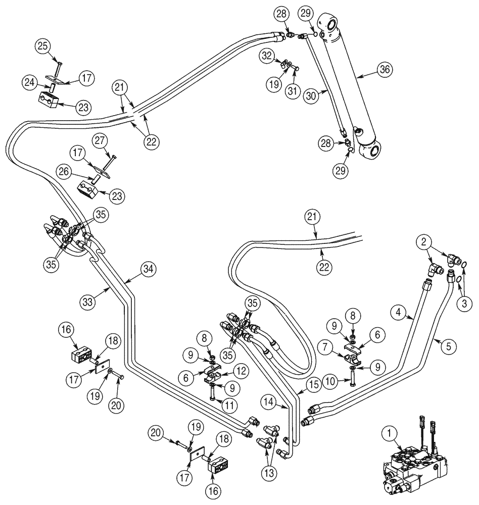 Схема запчастей Case 95XT - (08-04) - HYDRAULICS, LOADER BUCKET (NORTH AMERICA JAF0311357- / EUROPE JAF0274360-) (08) - HYDRAULICS