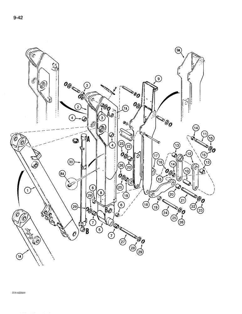 Схема запчастей Case 780D - (9-042) - EXTENDABLE DIPPER (09) - CHASSIS/ATTACHMENTS