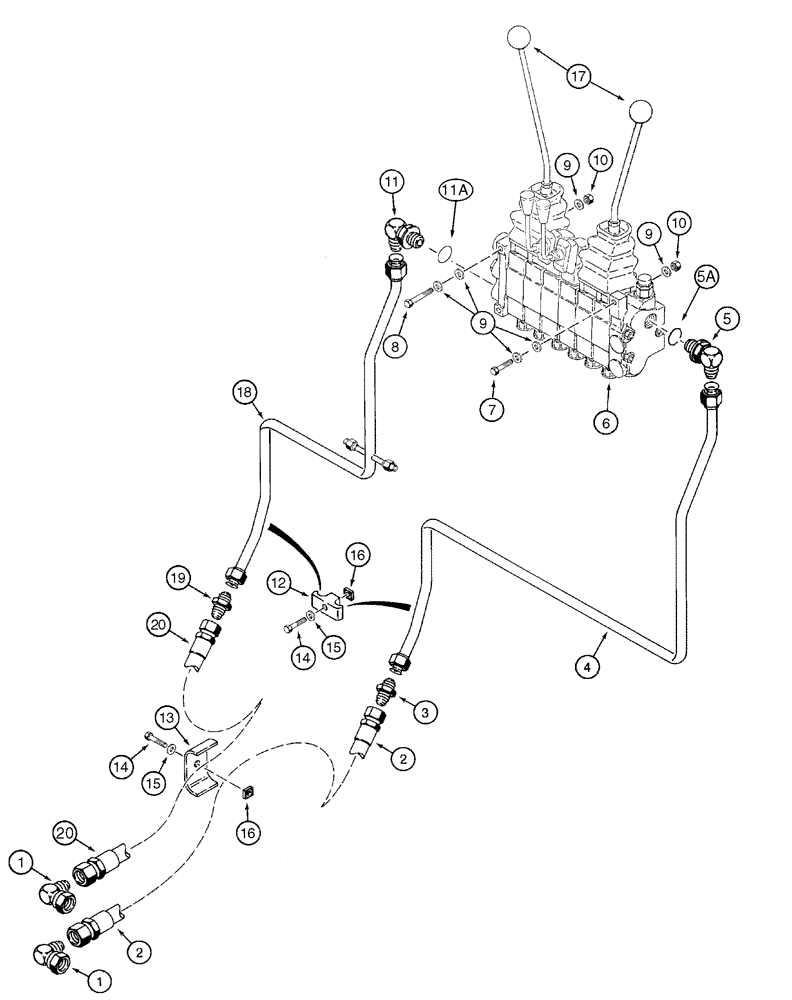 Схема запчастей Case 960 - (08-15) - HYDRAULICS BACKHOE SUPPLY AND RETURN LINES (08) - HYDRAULICS