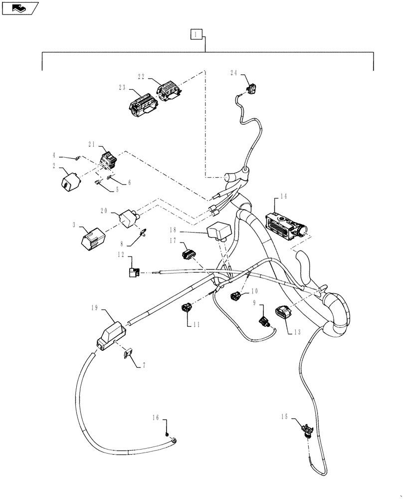 Схема запчастей Case 588H - (55.101.04) - CAB REAR HARNESS ASSEMBLY (55) - ELECTRICAL SYSTEMS