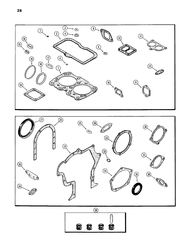 Схема запчастей Case 980B - (028) - ENGINE GASKET KITS, 504BDT DIESEL ENGINE (01) - ENGINE