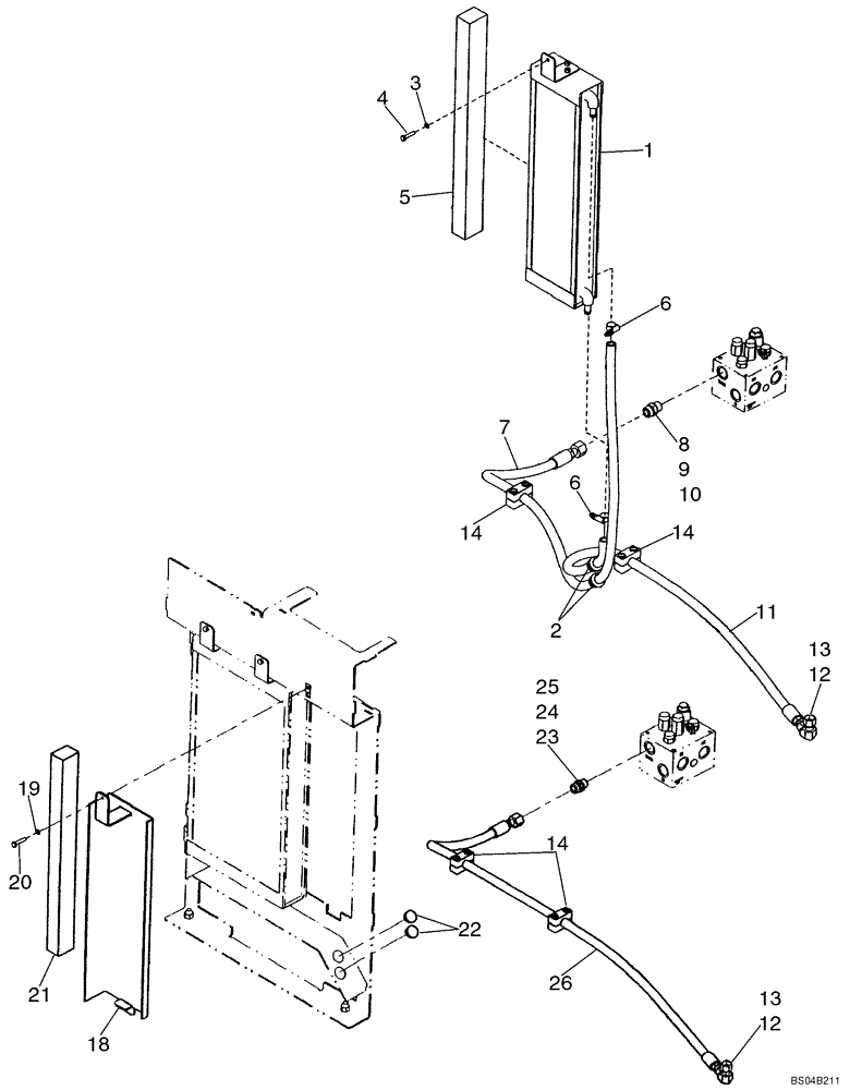 Схема запчастей Case 721D - (08-05) - HYDRAULICS - OIL COOLER AND LINES (08) - HYDRAULICS