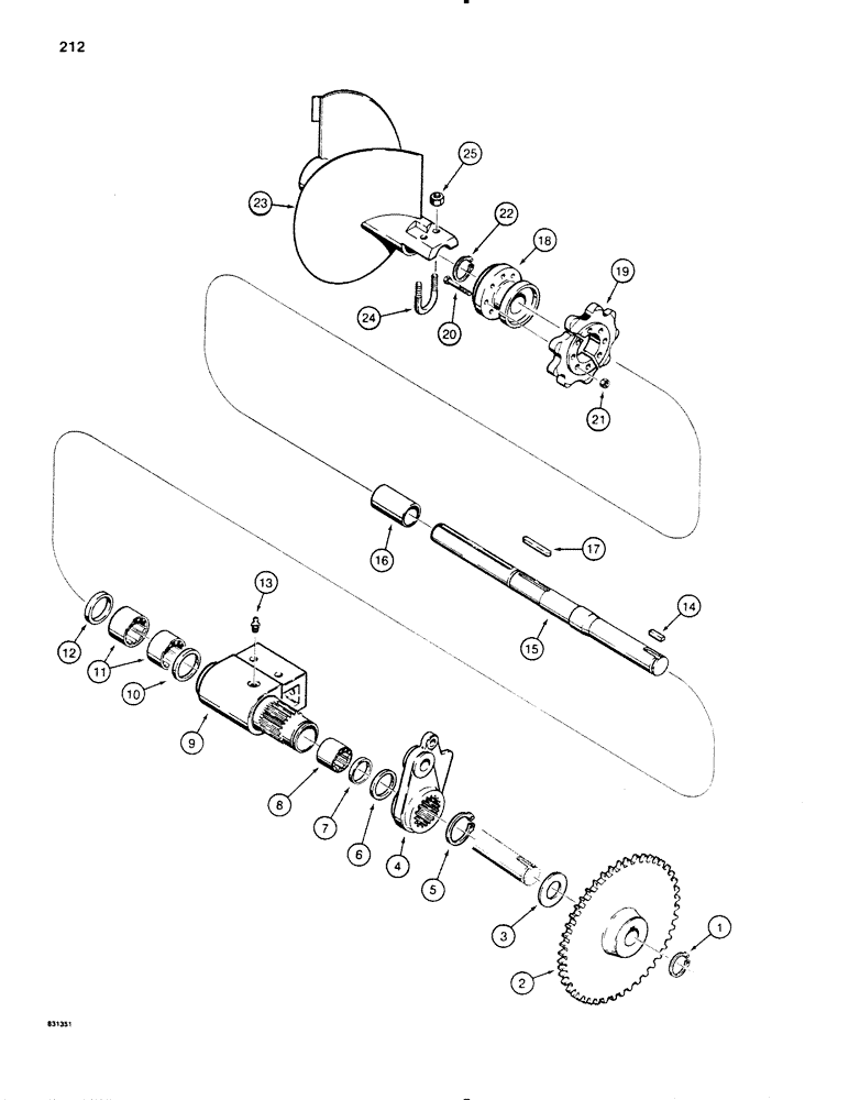 Схема запчастей Case SD100 - (212) - TRENCHER BOOM MOUNTING SHAFT AND AUGER (89) - TOOLS