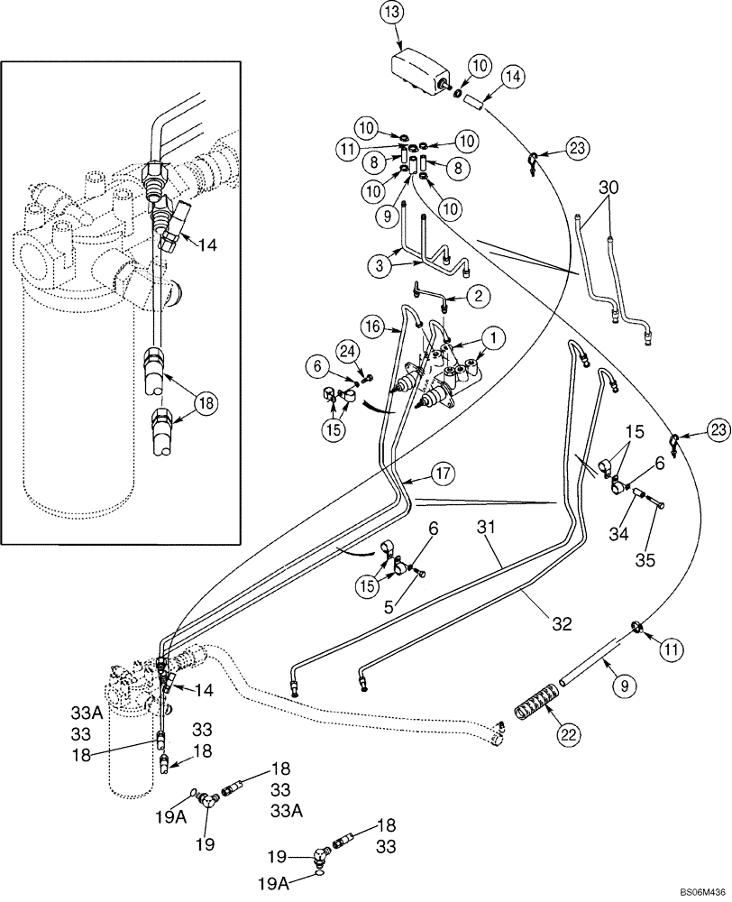 Схема запчастей Case 580M - (07-04) - HYDRAULICS - BRAKE MASTER CYLINDER (07) - BRAKES