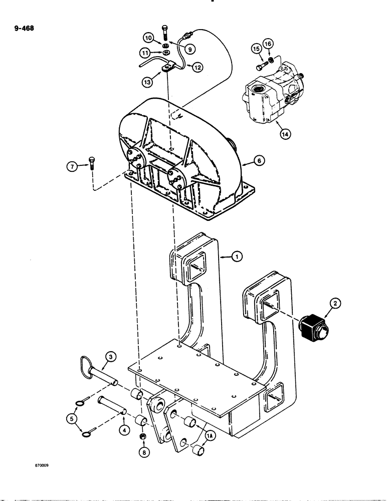 Схема запчастей Case DH4B - (9-468) - PLOW REAR FRAME AND GEARBOX MOUNTING (09) - CHASSIS/ATTACHMENTS