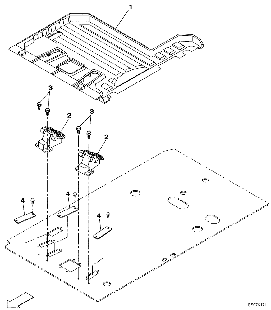 Схема запчастей Case CX130B - (09-74) - MAT, FLOOR - DOZER BLADE - STANDARD (09) - CHASSIS/ATTACHMENTS