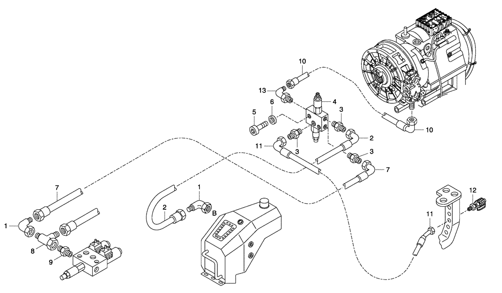 Схема запчастей Case 330 - (40A00010211[02]) - HYDRAULIC SYSTEM - DIFFERENTIAL LOCK - OPTION RETARDER (09) - Implement / Hydraulics / Frame / Brakes