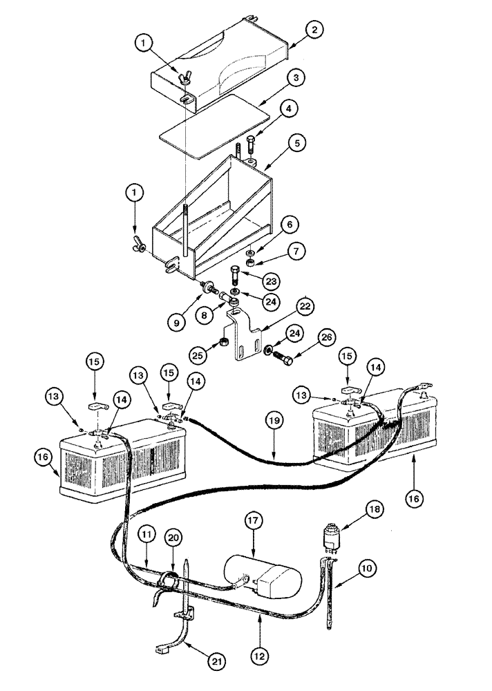 Схема запчастей Case 865 DHP - (4-028) - ELECTRIC SYSTEM - BATTERY (04) - ELECTRICAL SYSTEMS