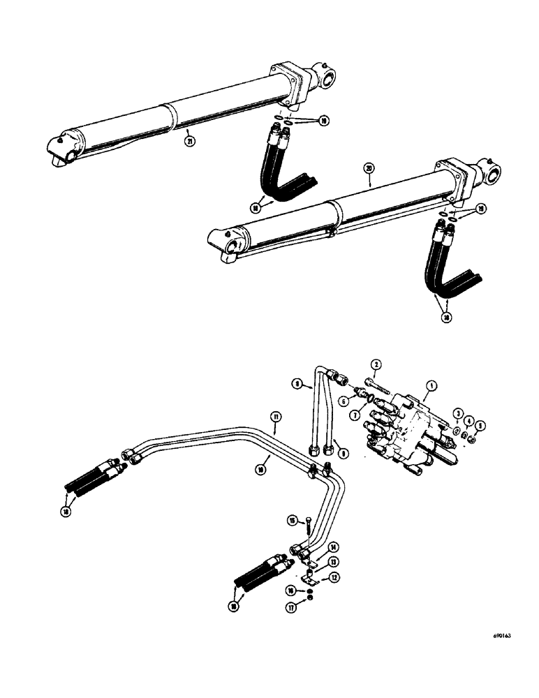 Схема запчастей Case W7 - (258) - LOADER HYDRAULICS, LIFT CYLINDER (08) - HYDRAULICS