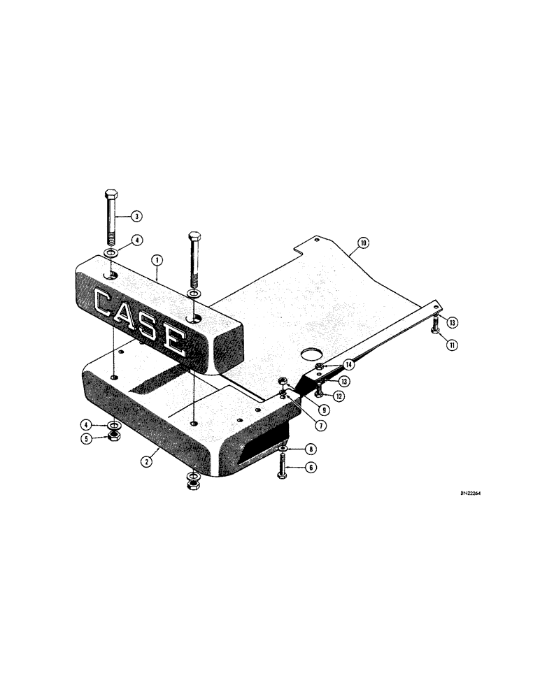 Схема запчастей Case 310F - (122[1]) - FRONT COUNTERWEIGHT AND SPECIAL CRANKCASE GUARD (04) - UNDERCARRIAGE