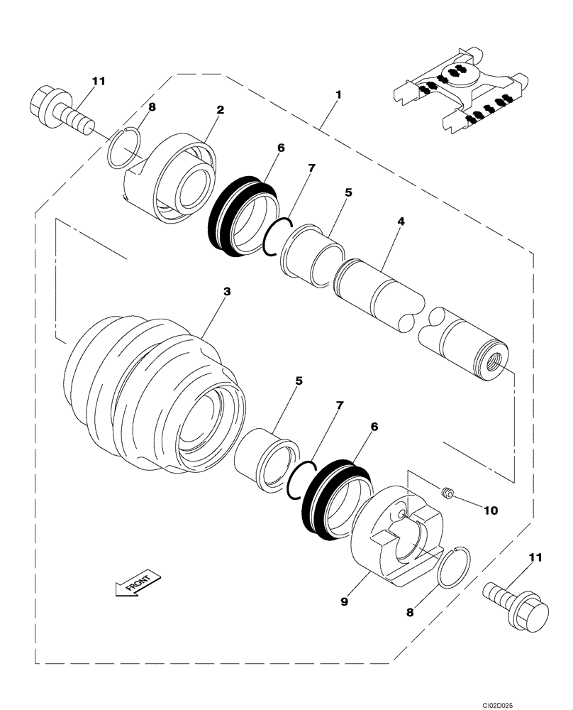 Схема запчастей Case CX75SR - (05-09) - TRACK - ROLLER, LOWER (11) - TRACKS/STEERING