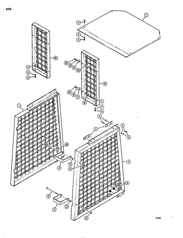 Схема запчастей Case 1150B - (474) - ROLL-OVER-PROTECTION SIDE SCREENS AND EXTENSION (05) - UPPERSTRUCTURE CHASSIS