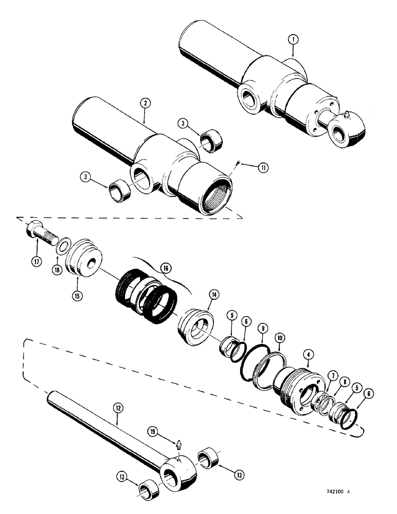 Схема запчастей Case 350 - (324) - D31185 RIPPER CYLINDER, SPLIT INNER AND OUTER ROD WIPERS (07) - HYDRAULIC SYSTEM