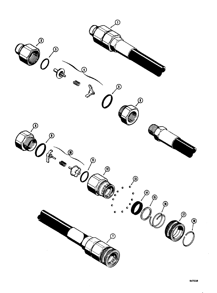 Схема запчастей Case 33S - (052) - HYDRAULIC COUPLINGS 