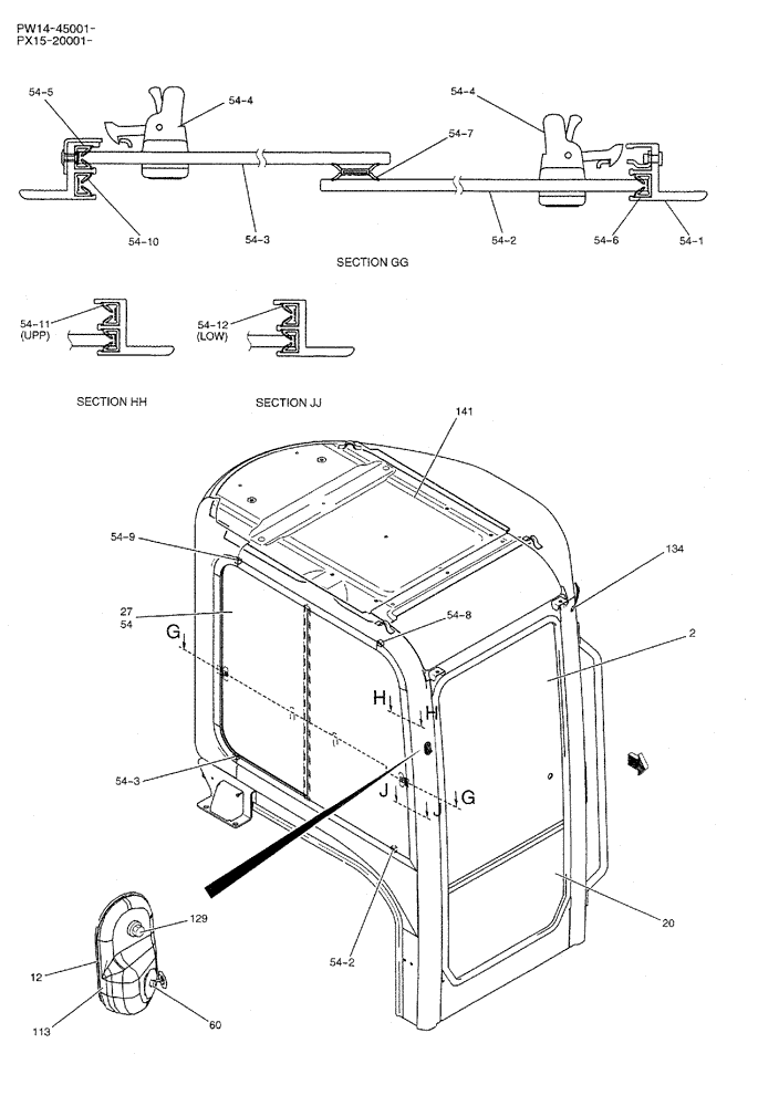 Схема запчастей Case CX36B - (05-015) - CAB ASSY (COOLER), P/N PW50C00002F1 OPTIONAL PARTS