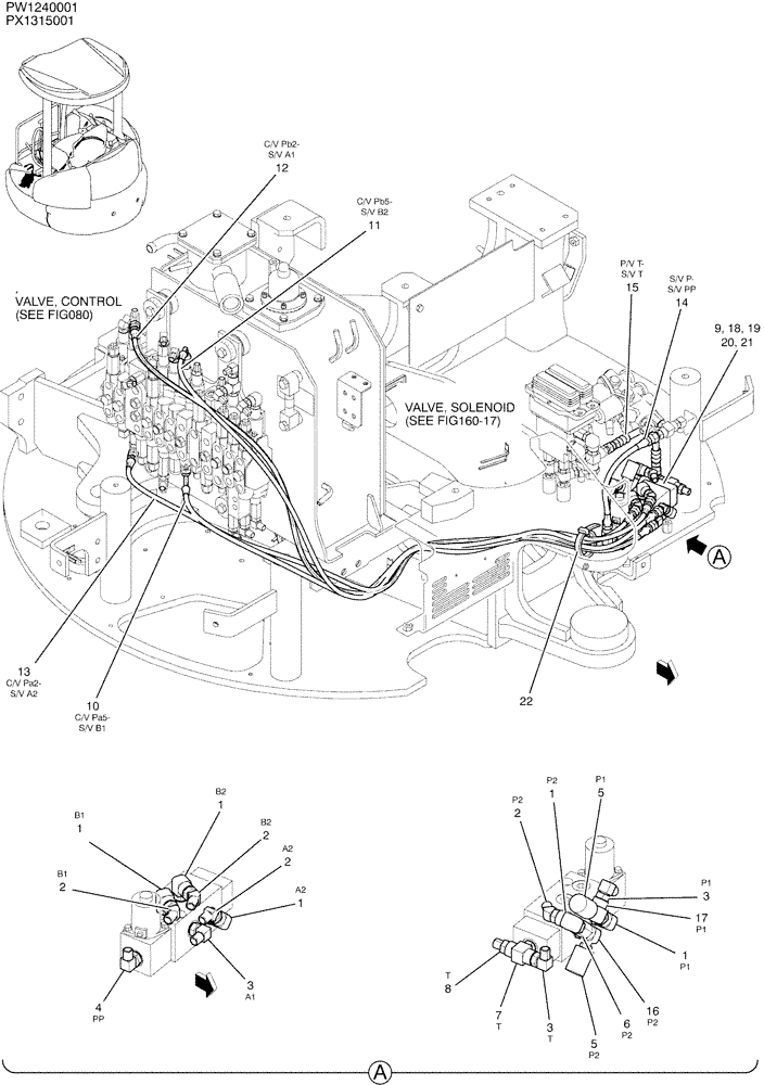 Схема запчастей Case CX36B - (01-036) - CONTROL LINES, VALVE (35) - HYDRAULIC SYSTEMS