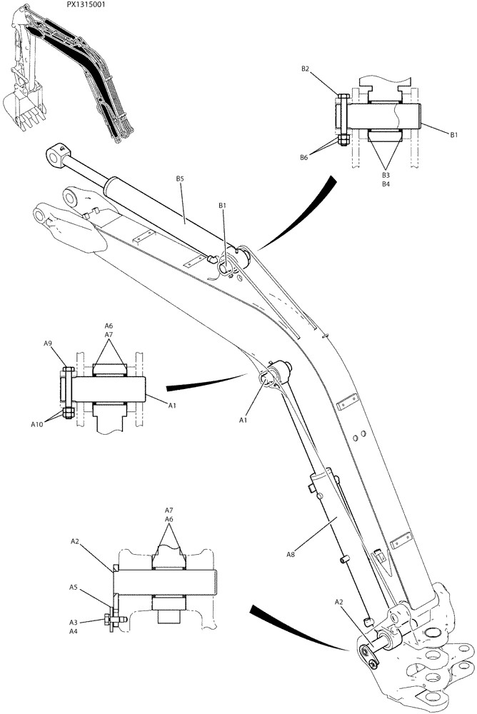 Схема запчастей Case CX36B - (03-004) - CYLINDER INSTAL (CANOPY) (35) - HYDRAULIC SYSTEMS