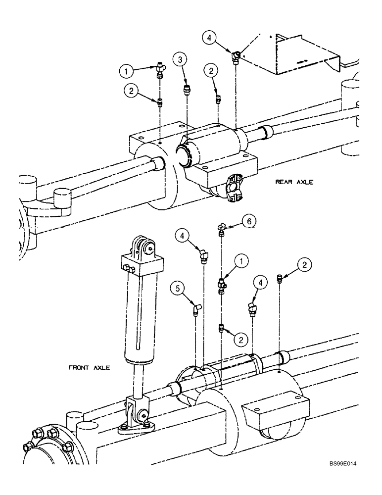 Схема запчастей Case 686G - (6-02) - HYDRAULIC FITTINGS AT AXLE HSG (SERIES 2 BSN 686G JFE0000706; 686GXR JFE0001848; 688G JFE0003613) (06) - POWER TRAIN