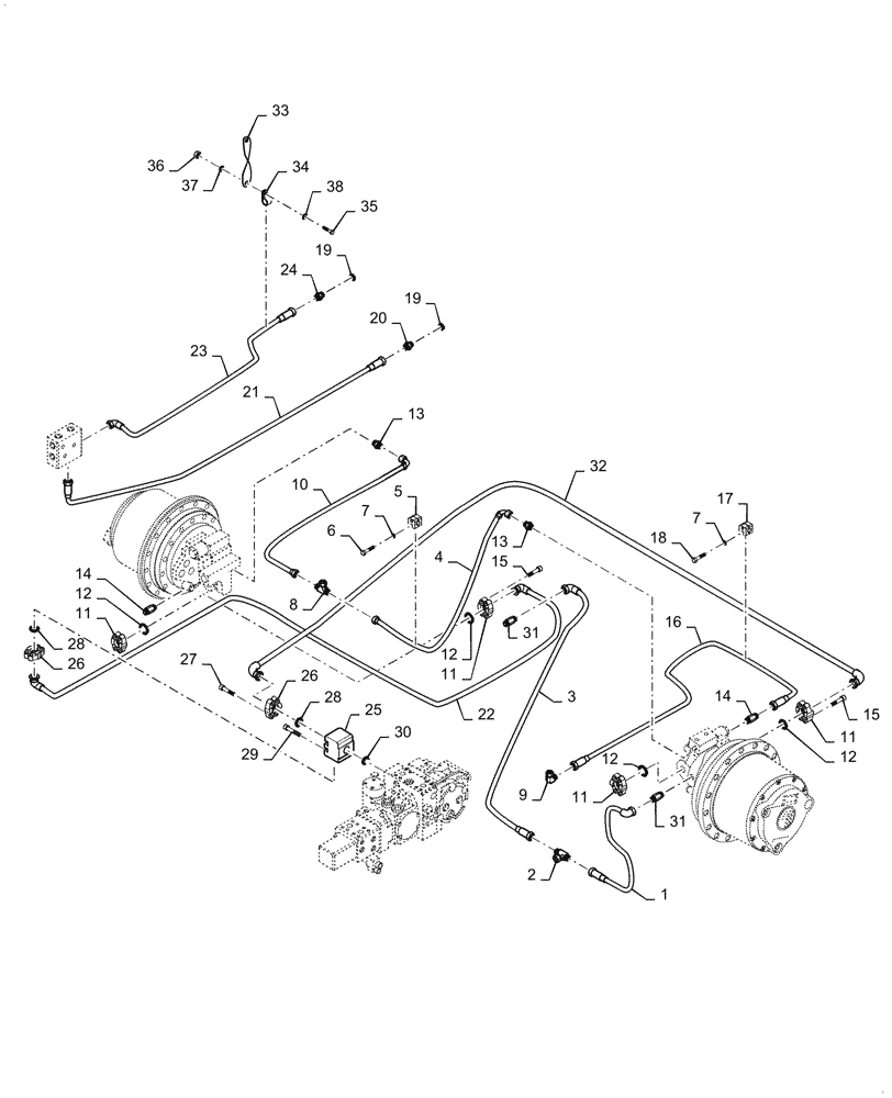 Схема запчастей Case SV212 - (35.353.20[03]) - HYDRAULIC SYSTEM OF TRAVEL, DRUM - NARROW VERSION - BTW NBNTC2141 - NBNTC3080 (35) - HYDRAULIC SYSTEMS