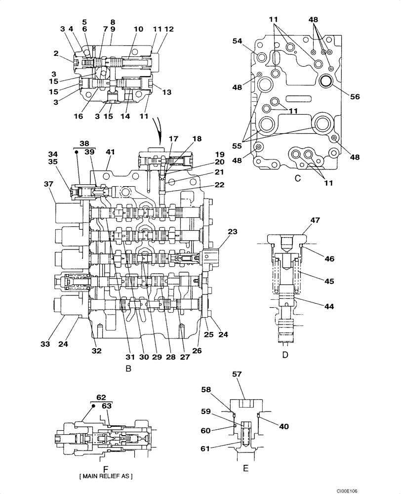 Схема запчастей Case CX130 - (08-091) - KNJ2852 CONTROL VALVE (08) - HYDRAULICS