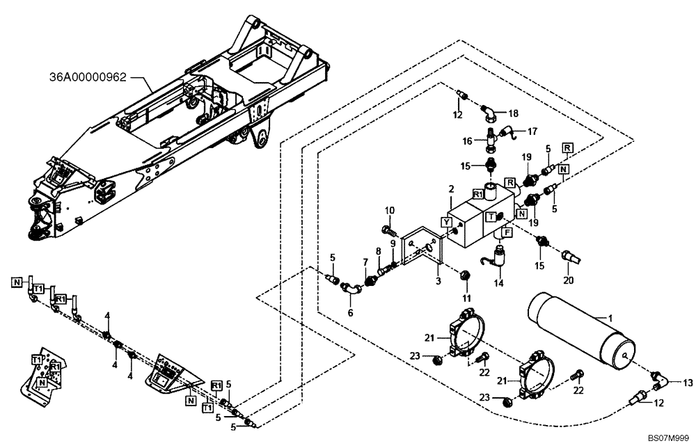 Схема запчастей Case 330B - (47A03002101[001]) - HYDRAULIC BRAKE CIRCUIT, WET (87688619) (09) - Implement / Hydraulics / Frame / Brakes