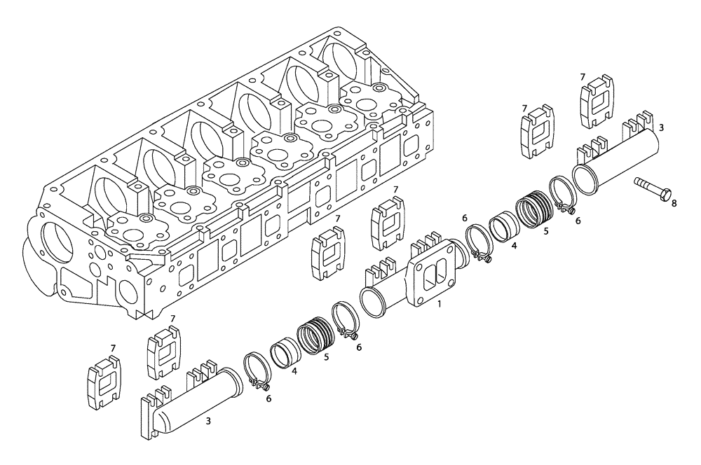 Схема запчастей Case 327B - (01A00000262[001]) - MANIFOLD INSTAL, EXHAUST (87520829) (01) - ENGINE