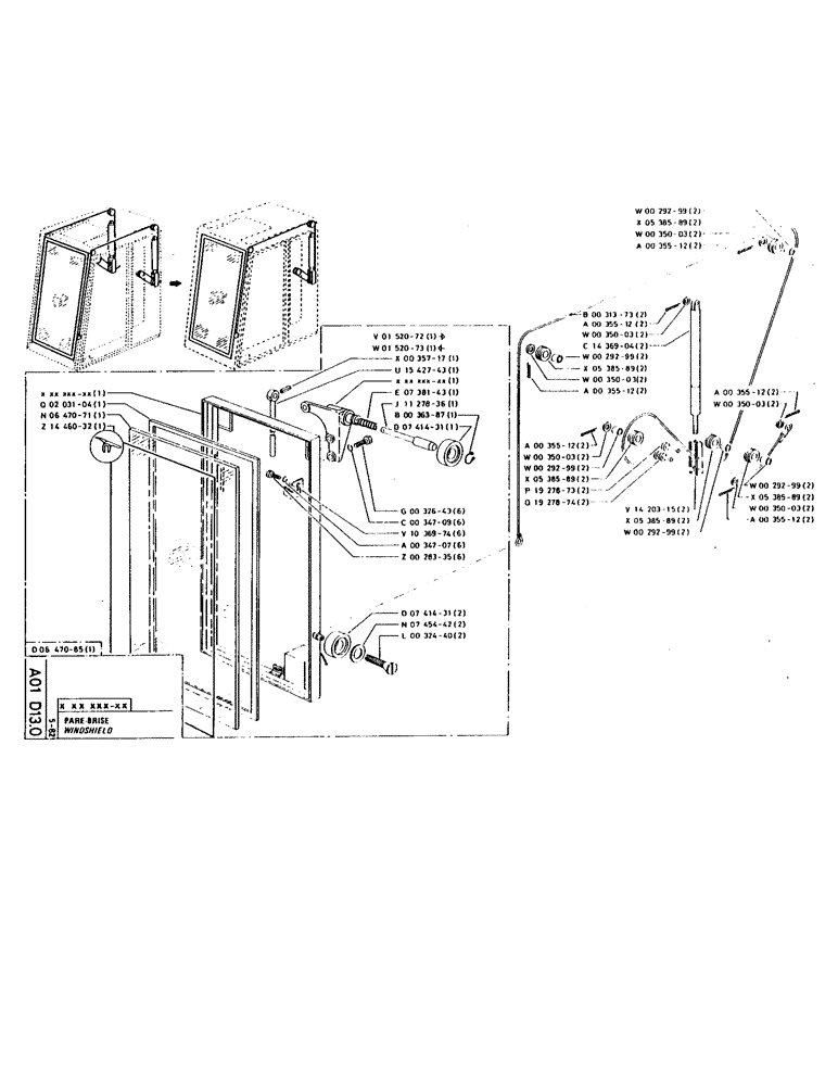 Схема запчастей Case 160CL - (004) - WINDSHIELD (05) - UPPERSTRUCTURE CHASSIS