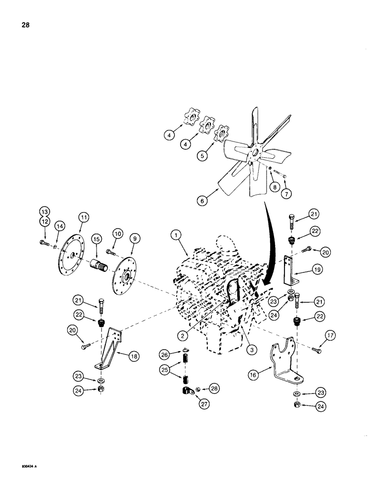 Схема запчастей Case 1280B - (028) - DETROIT DIESEL ENGINE MOUNTING AND ADAPTING PARTS (02) - ENGINE