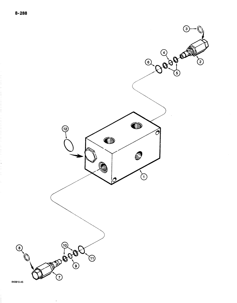 Схема запчастей Case 1187B - (8-288) - DUAL RELIEF VALVE, USED WITH ROTARY CUTTER (08) - HYDRAULICS