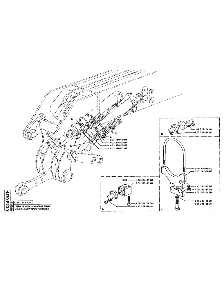 Схема запчастей Case 160CL - (161) - FITTED LOADER BUCKET CYLINDER (07) - HYDRAULIC SYSTEM