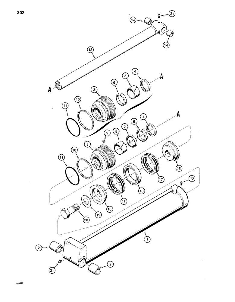 Схема запчастей Case 880C - (302) - G107683 TOOL CYLINDER (07) - HYDRAULIC SYSTEM