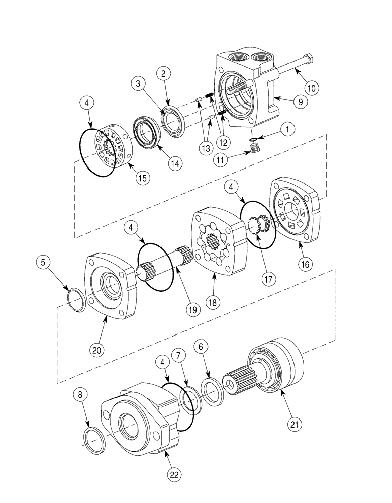 Схема запчастей Case 6030 - (08-03) - MOTOR, HYDRAULIC, LOW-FLOW DRILL FLUID (08) - HYDRAULICS