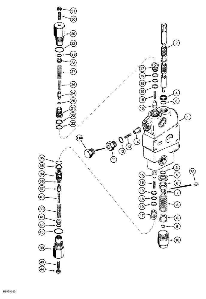 Схема запчастей Case 580SL - (8-104) - BACKHOE CONTROL VALVE, BOOM SECTION (08) - HYDRAULICS