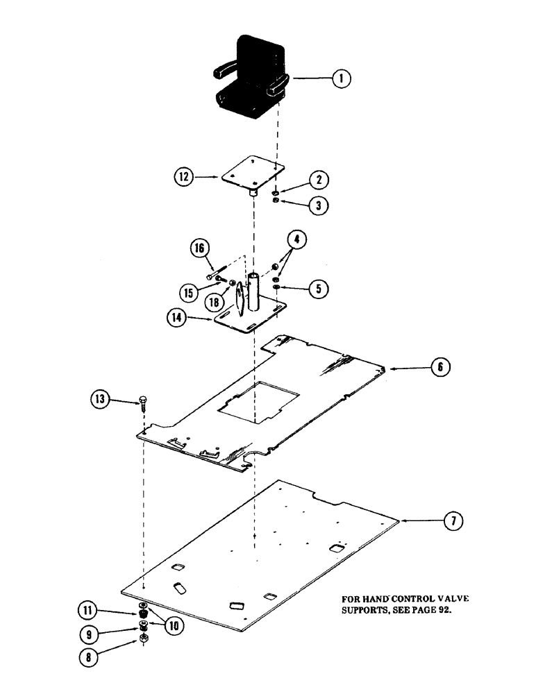 Схема запчастей Case 40 - (088) - TURNTABLE ATTACHING PARTS INSIDE OF OPERATORS CAB (39) - FRAMES AND BALLASTING