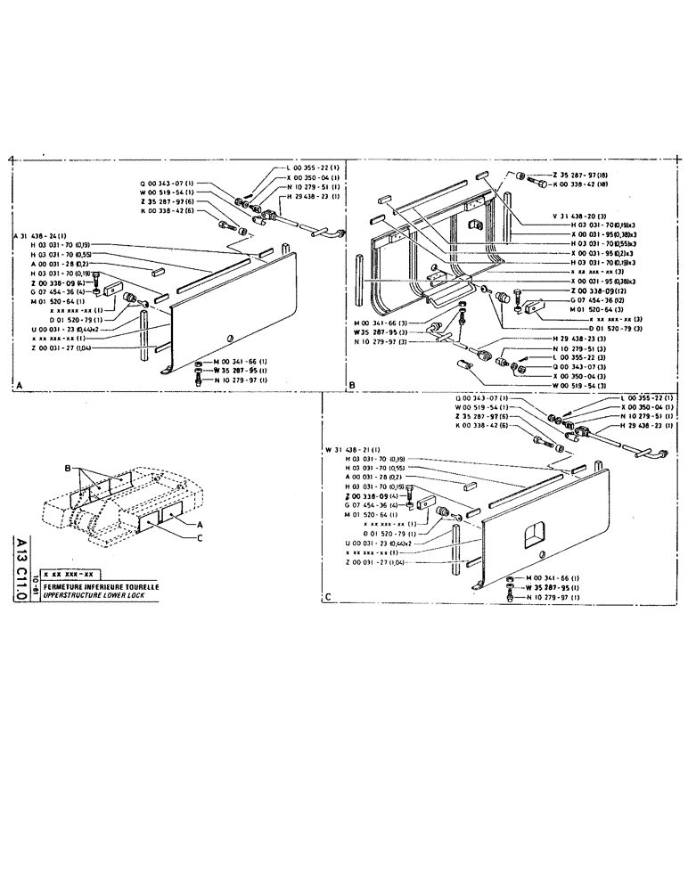 Схема запчастей Case 220 - (019) - UPPERSTRUCTURE LOWER LOCK (05) - UPPERSTRUCTURE CHASSIS