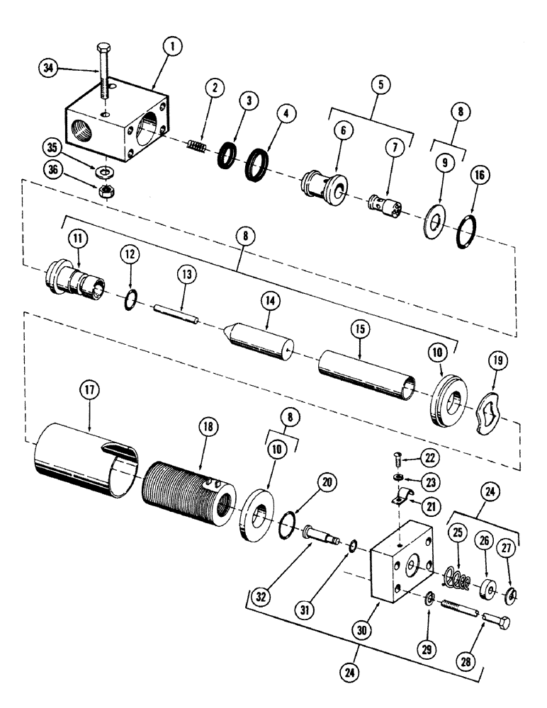 Схема запчастей Case 50 - (7-142) - HI-LOW RANGE SOLENOID VALVE (07) - BRAKES