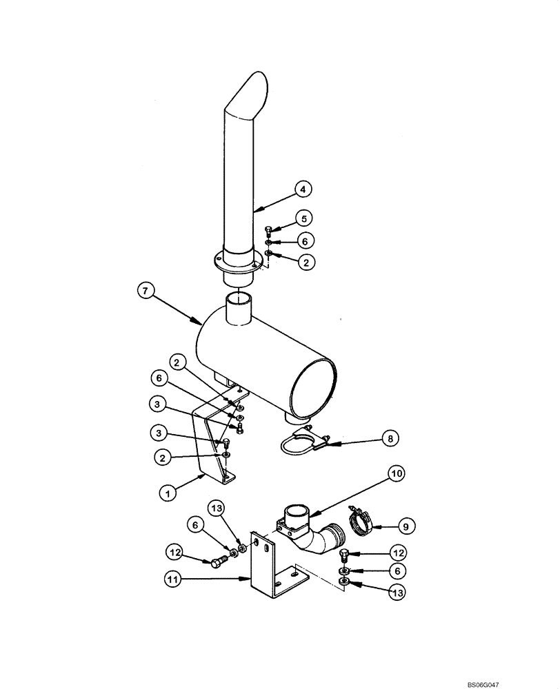 Схема запчастей Case 865 - (02.10[00]) - MUFFLER AND EXHAUST SYSTEM (02) - ENGINE