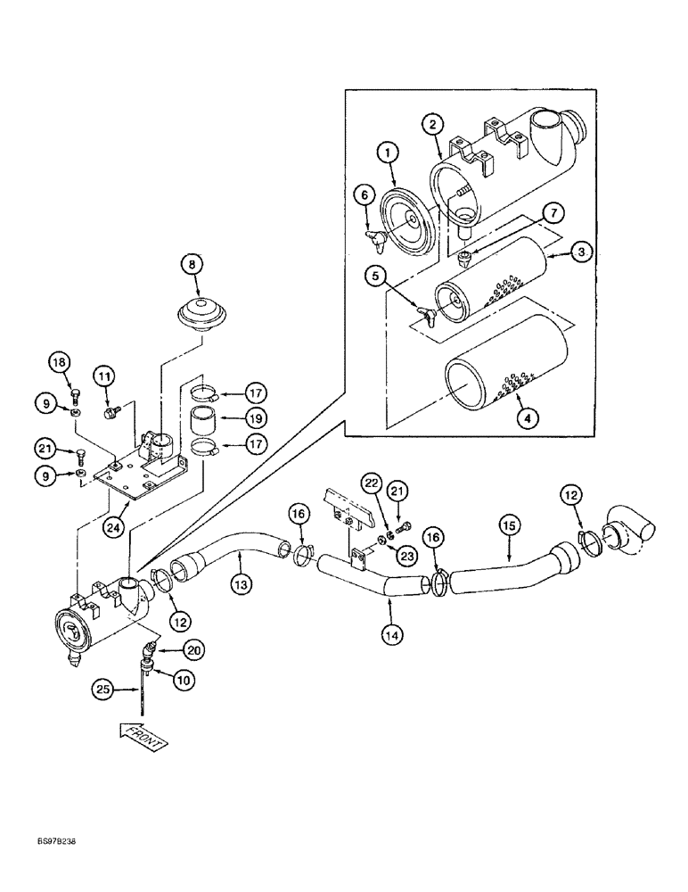 Схема запчастей Case 9030B - (2-08) - AIR CLEANER SYSTEM, P.I.N. DAC03#2001 AND AFTER (02) - ENGINE