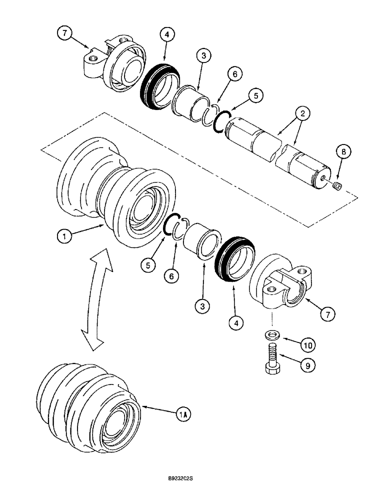 Схема запчастей Case 9060B - (5-16) - TRACK ROLLERS, MANUFACTURED BY INTERTRAC (11) - TRACKS/STEERING