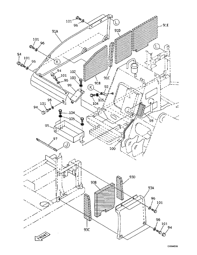 Схема запчастей Case 9007B - (9-18) - COWLING - SOUNDPROOFING (09) - CHASSIS