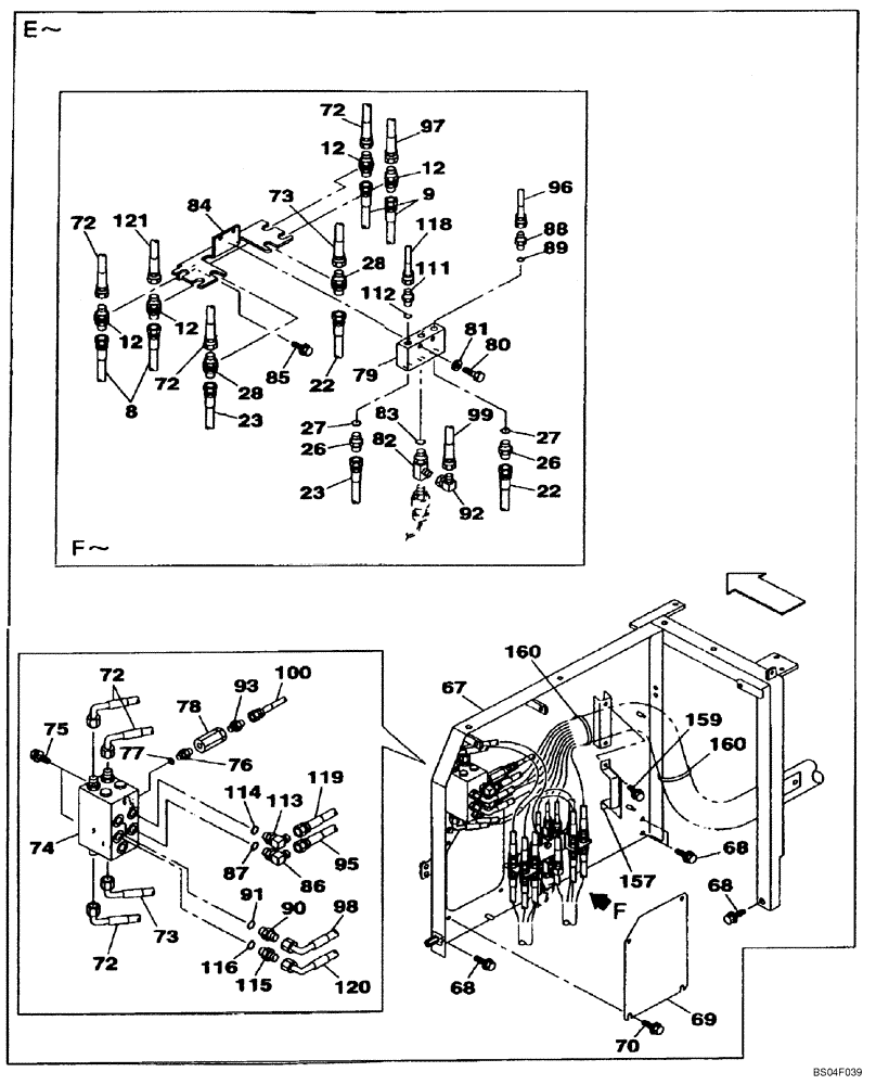 Схема запчастей Case CX160 - (08-27) - PILOT CONTROL LINES, PARTITION - MODELS WITH LOAD HOLD (08) - HYDRAULICS