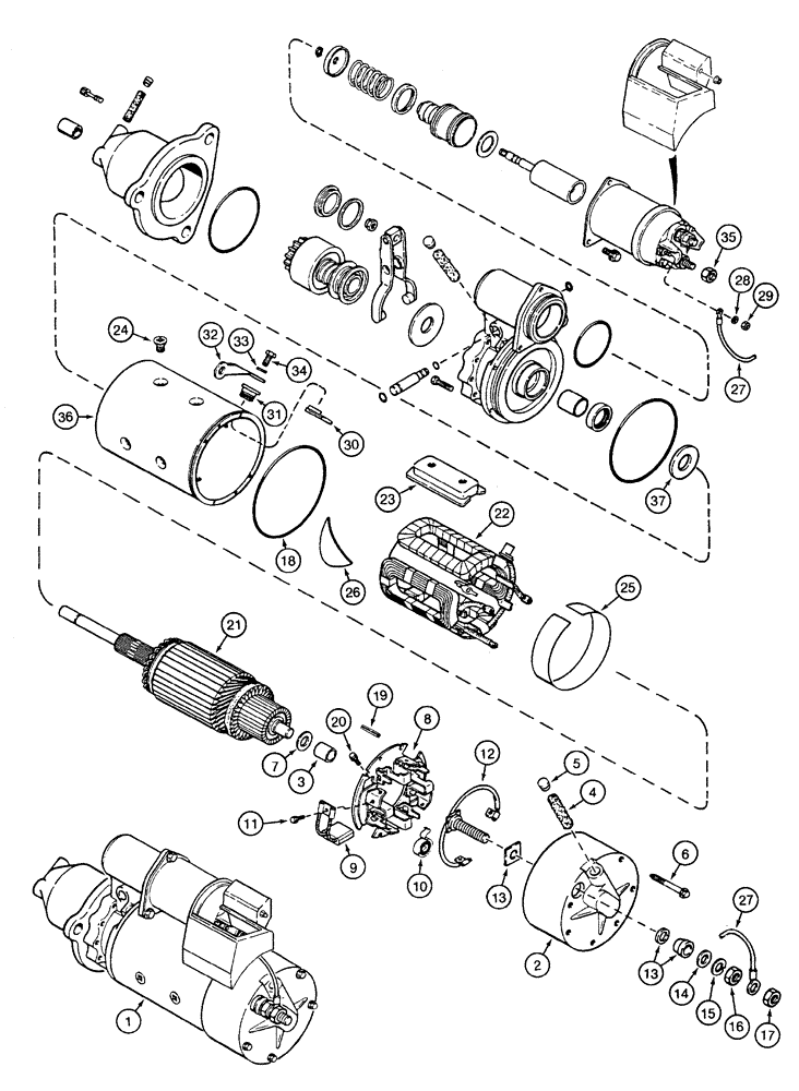 Схема запчастей Case 9040 - (4-04) - STARTER ASSEMBLY - WITH GUARD (04) - ELECTRICAL SYSTEMS